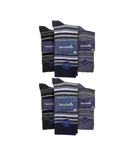 Sock Snob - 12 Paires Homme Chaussettes Coton Rayures Business