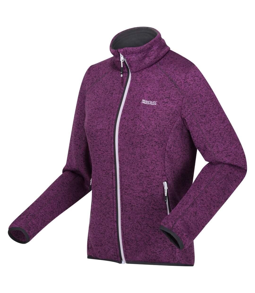 Womens/ladies Newhill Marl Full Zip Fleece Jacket Sunset Purple Seal Grey Regatta-4