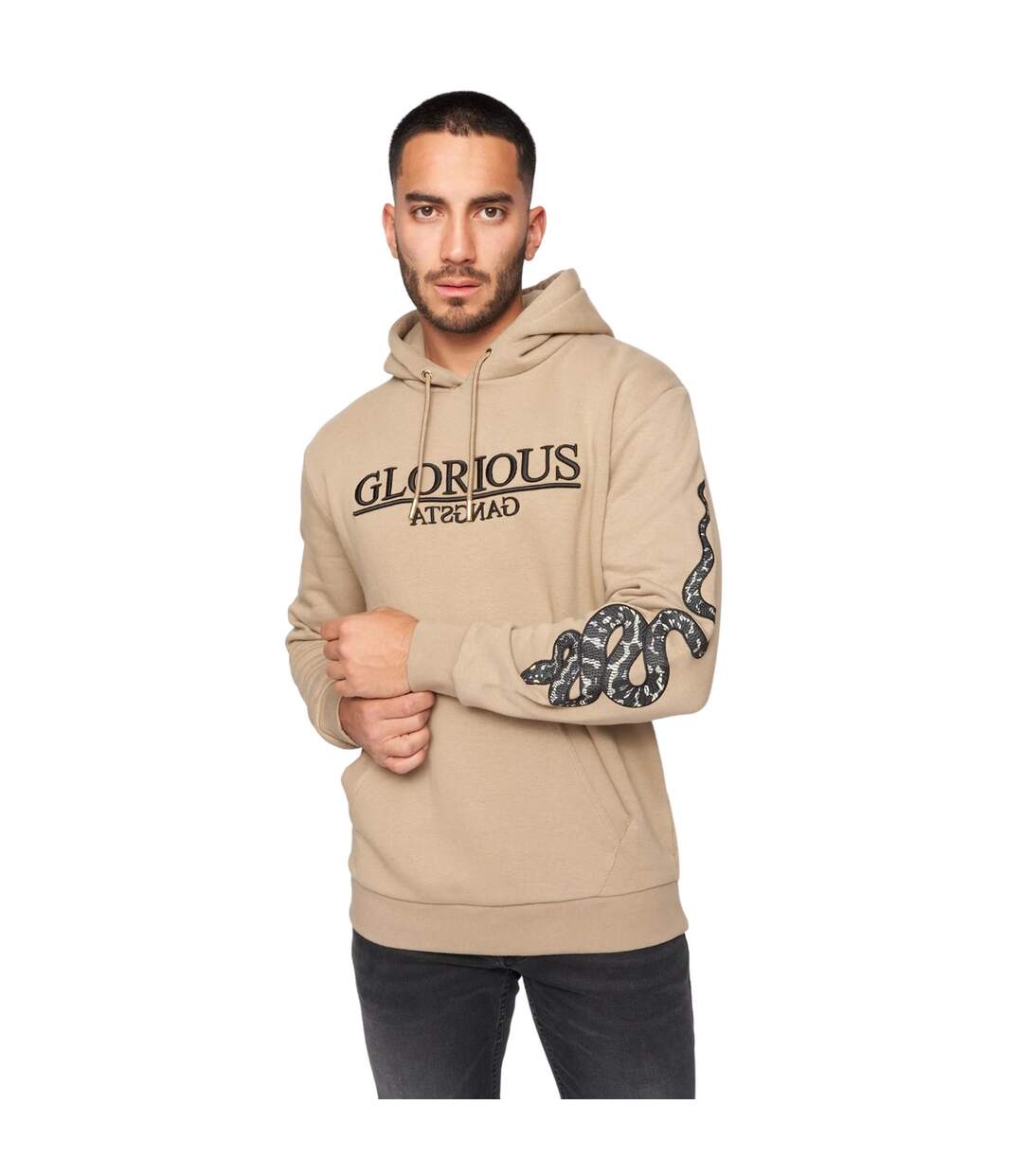 Sweat à capuche pythonidae homme beige Glorious Gangsta-1