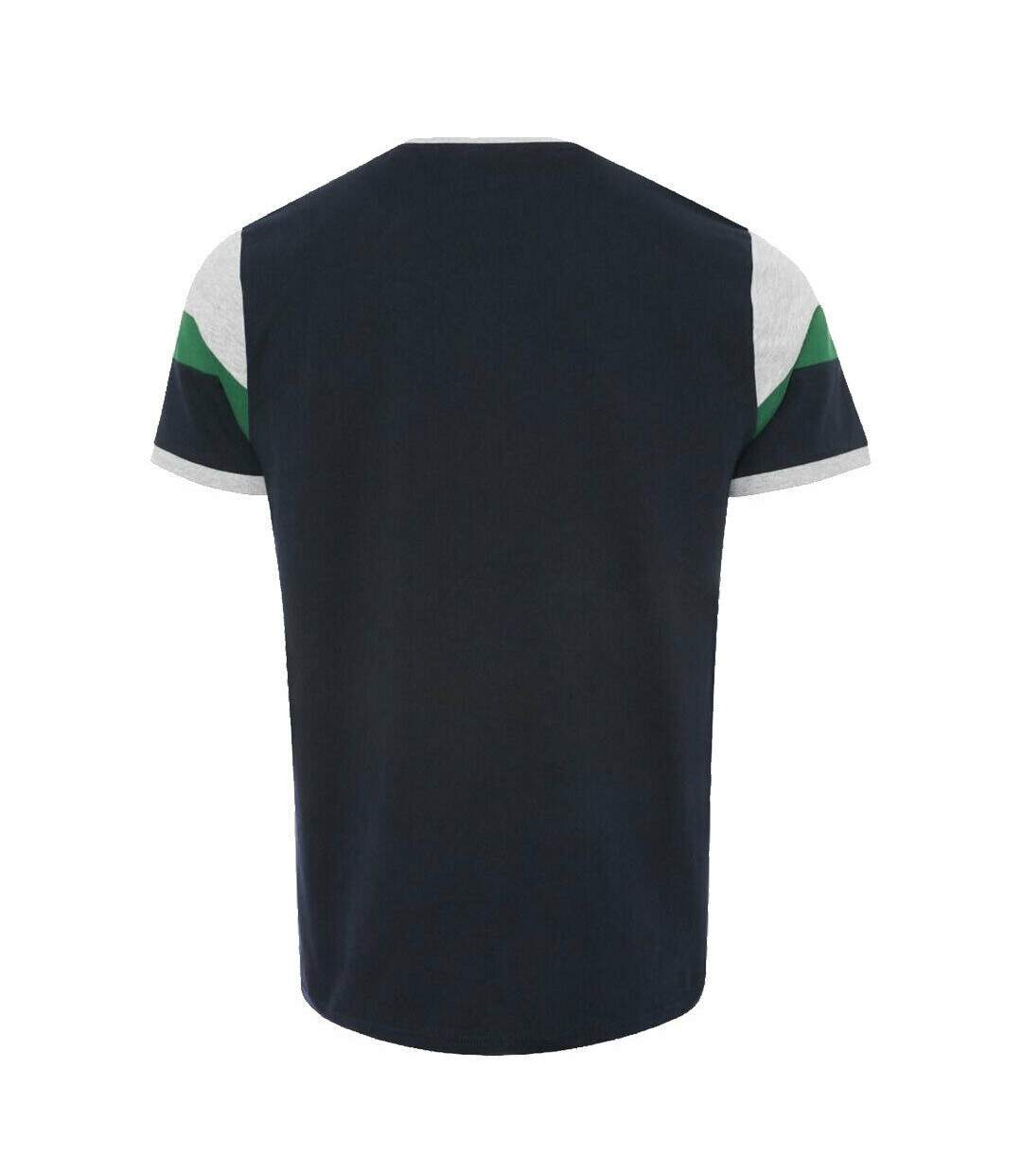 Liverpool FC Mens Panelled T-Shirt (Navy/Green/Gray Marl)