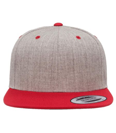 Yupoong Mens The Classic Premium Snapback 2-Tone Cap (Heather/Red)