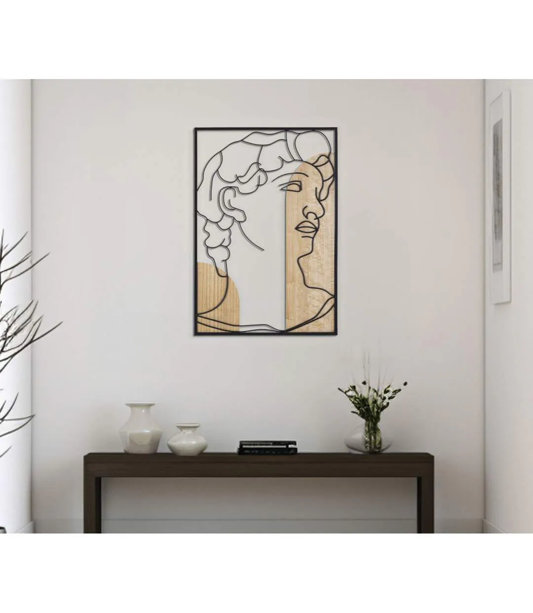 Décoration Murale Encadrée David Profil 80cm Naturel & Noir-5
