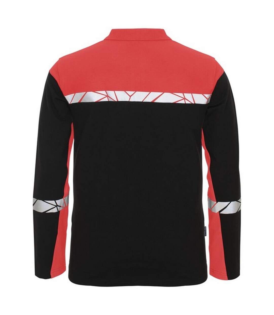 Mens Progression Pique Long-sleeved Polo Shirt Black Red Projob-2
