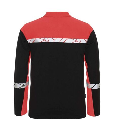Mens Progression Pique Long-sleeved Polo Shirt Black Red Projob
