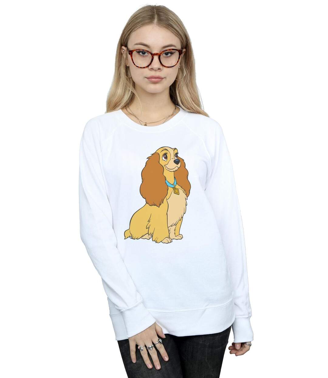 Disney - Sweat LADY AND THE TRAMP LADY SPAGHETTI HEART - Femme (Blanc) - UTBI13970-2