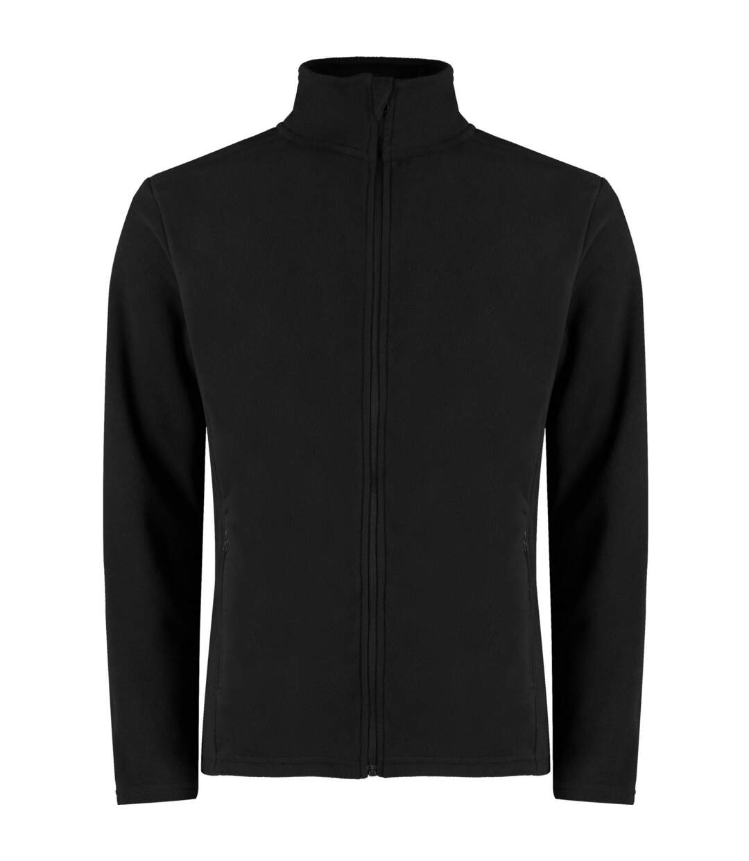 Mens corporate microfleece regular fleece jacket black Kustom Kit-1