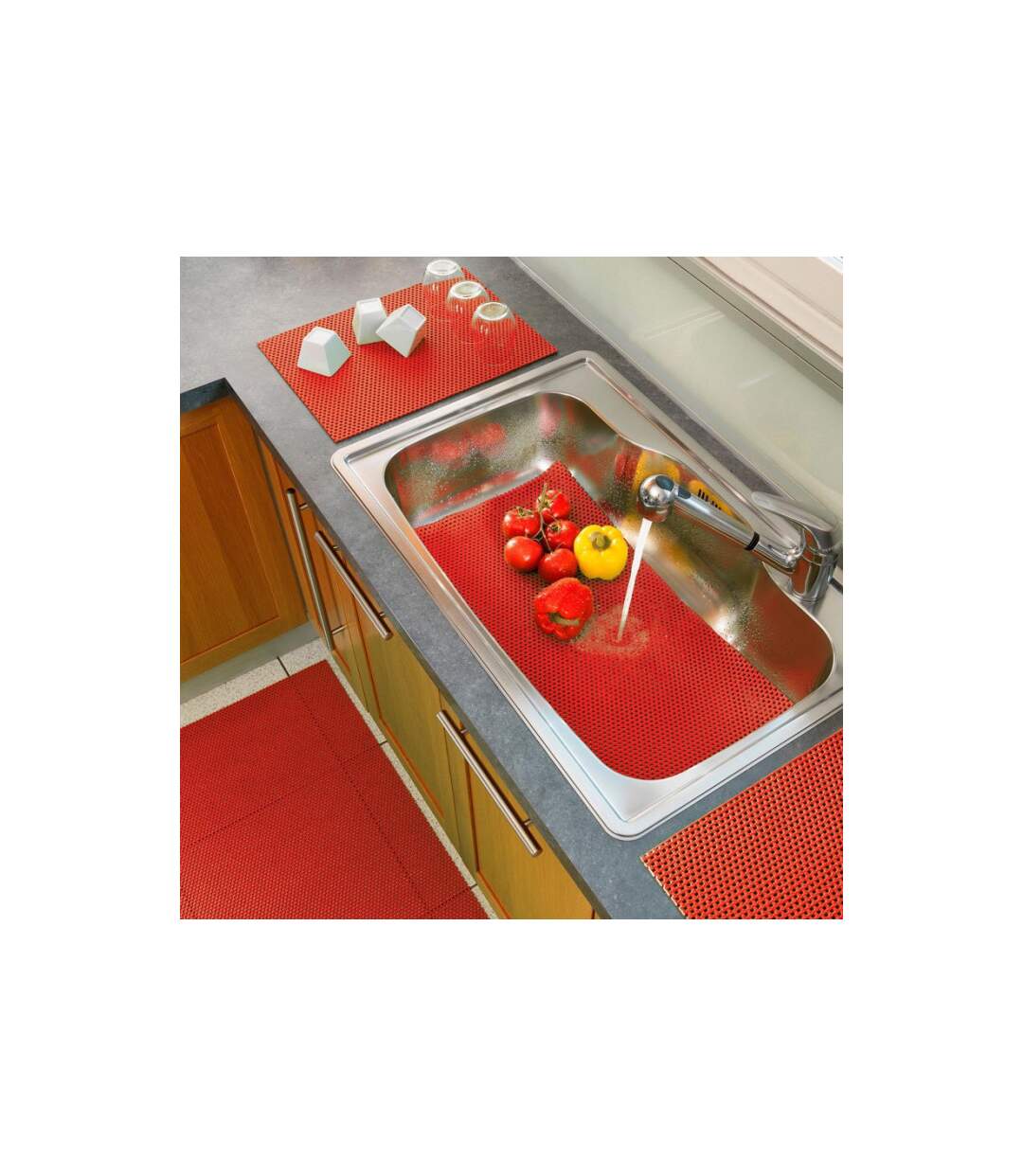 Tapis Multi-Usage en PVC Tubulo 32x43cm Rouge-1