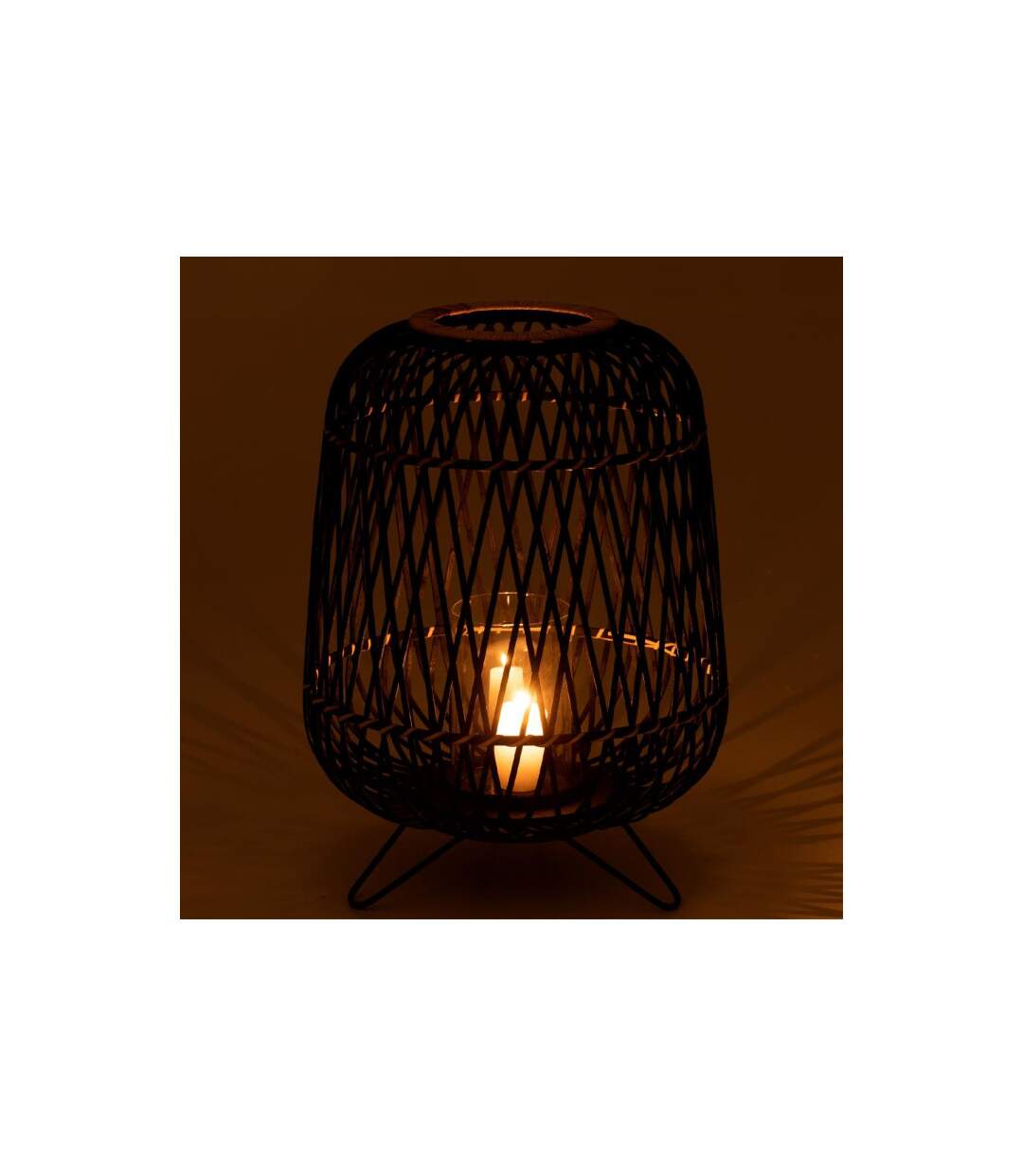 Lanterne Déco Bambou sur Pied 57cm Noir-3