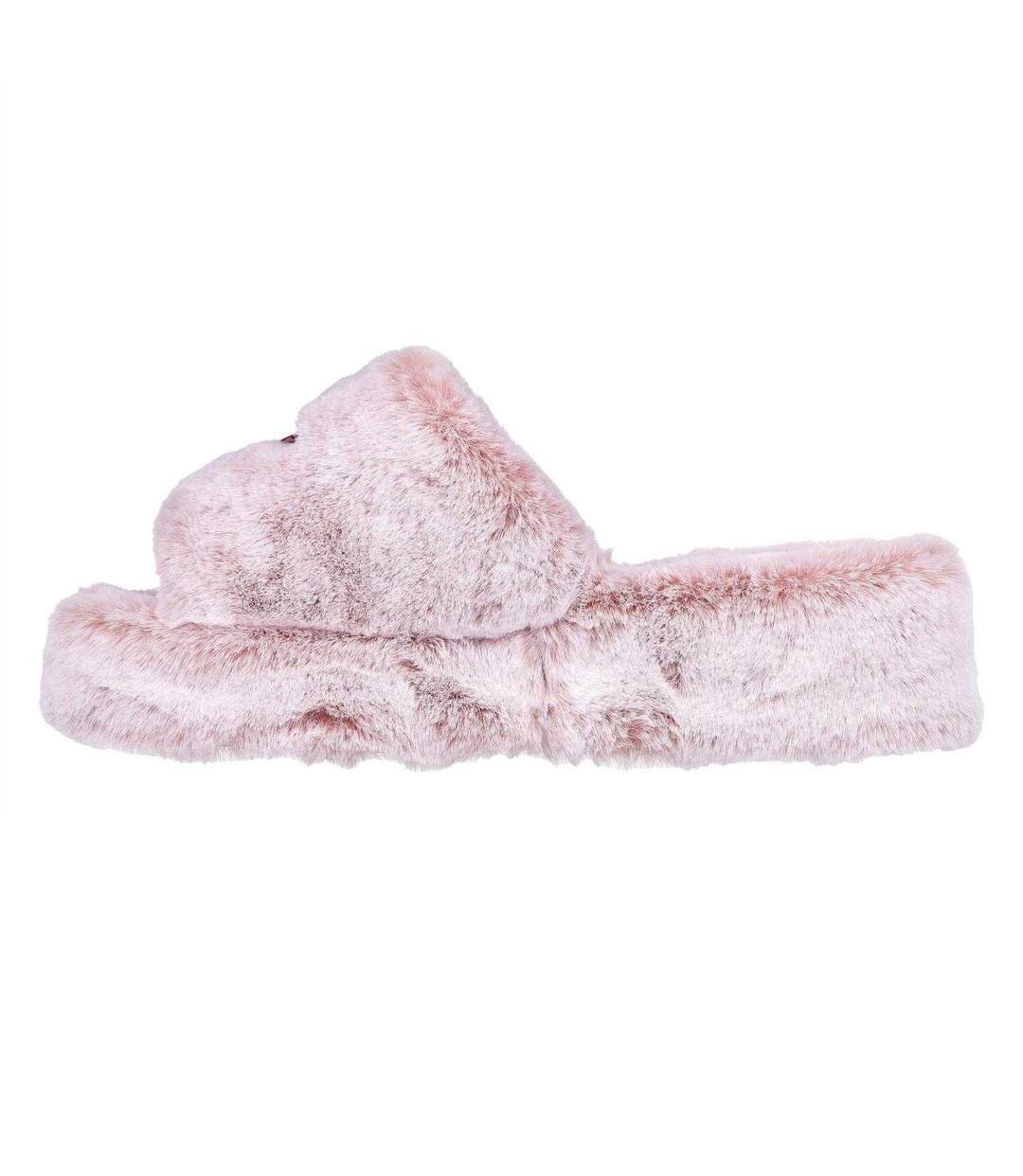 Womens/ladies Cozy Faux Fur Wedge Slippers Blush Skechers-2