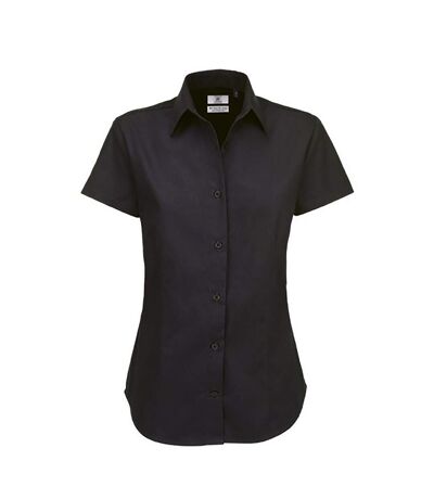 B&C Womens/Ladies Sharp Twill Short Sleeve Shirt (Black)