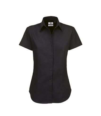 B&C Womens/Ladies Sharp Twill Short Sleeve Shirt (Black) - UTBC124