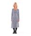 Womens/ladies Buttercups Tie Back Long-sleeved Midi Dress Blue White Lazy Jacks-2