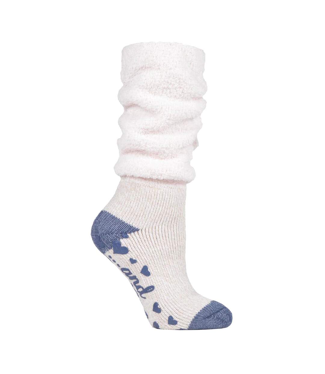 Heat Holders - Ladies Soft Fluffy Slouch Top Non Slip Slipper Thermal Bed Socks with Grippers-1