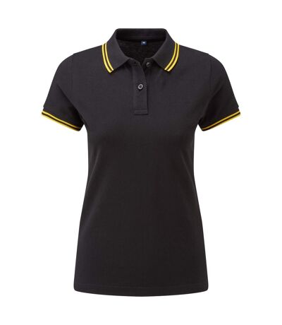 Asquith & Fox Womens/Ladies Classic Fit Tipped Polo (Black/Red)