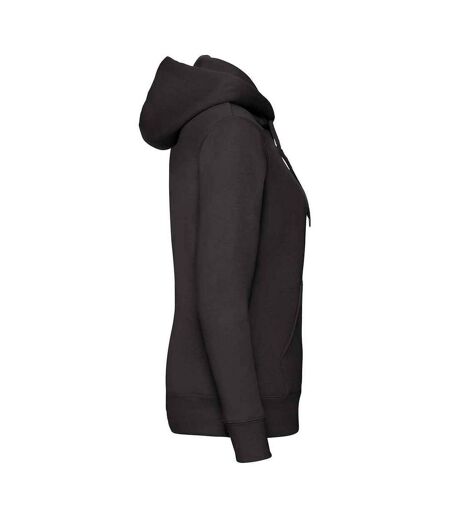 Womens/ladies premium hooded lady fit hoodie black Fruit of the Loom