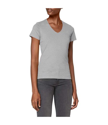 T-shirt Col V Femme Gris Chiné Stedman