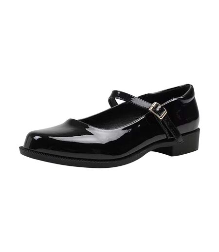 Womens/ladies Kingston Buckle Detail Low Heel Loafers Black Where´s That From