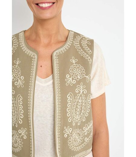Gilet sans manches brodé style scandinave