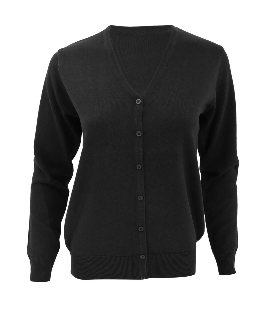Cardigan À Col En V Pour Femmes / Tricots Pour Dames Noir Kustom Kit-1