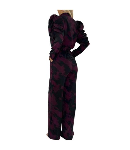 Combinaison Manches Bouffantes Motif/style Abstrait Femme Bordeaux AX Paris
