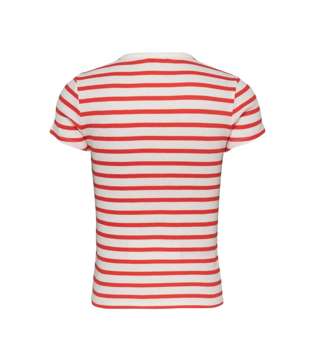 T-Shirt rouge/blanc femme tommy hilfiger slim button - l-2