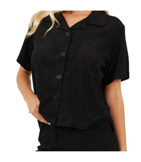 Womens/ladies Collared Loungewear Set Black Brave Soul