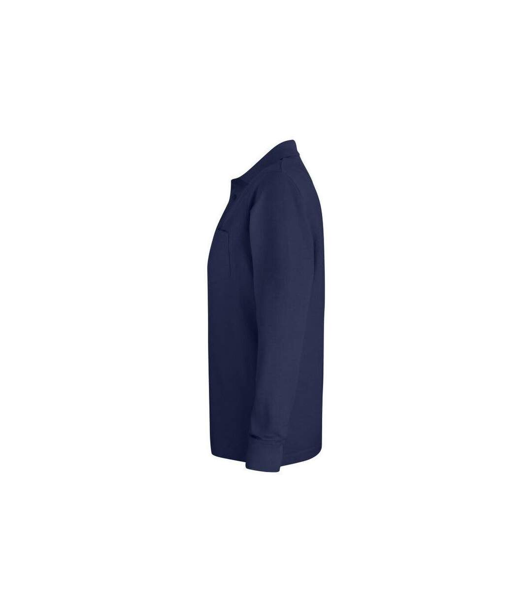 Unisex Adult Basic Chest Pocket Long-sleeved Polo Shirt Dark Navy Clique-4
