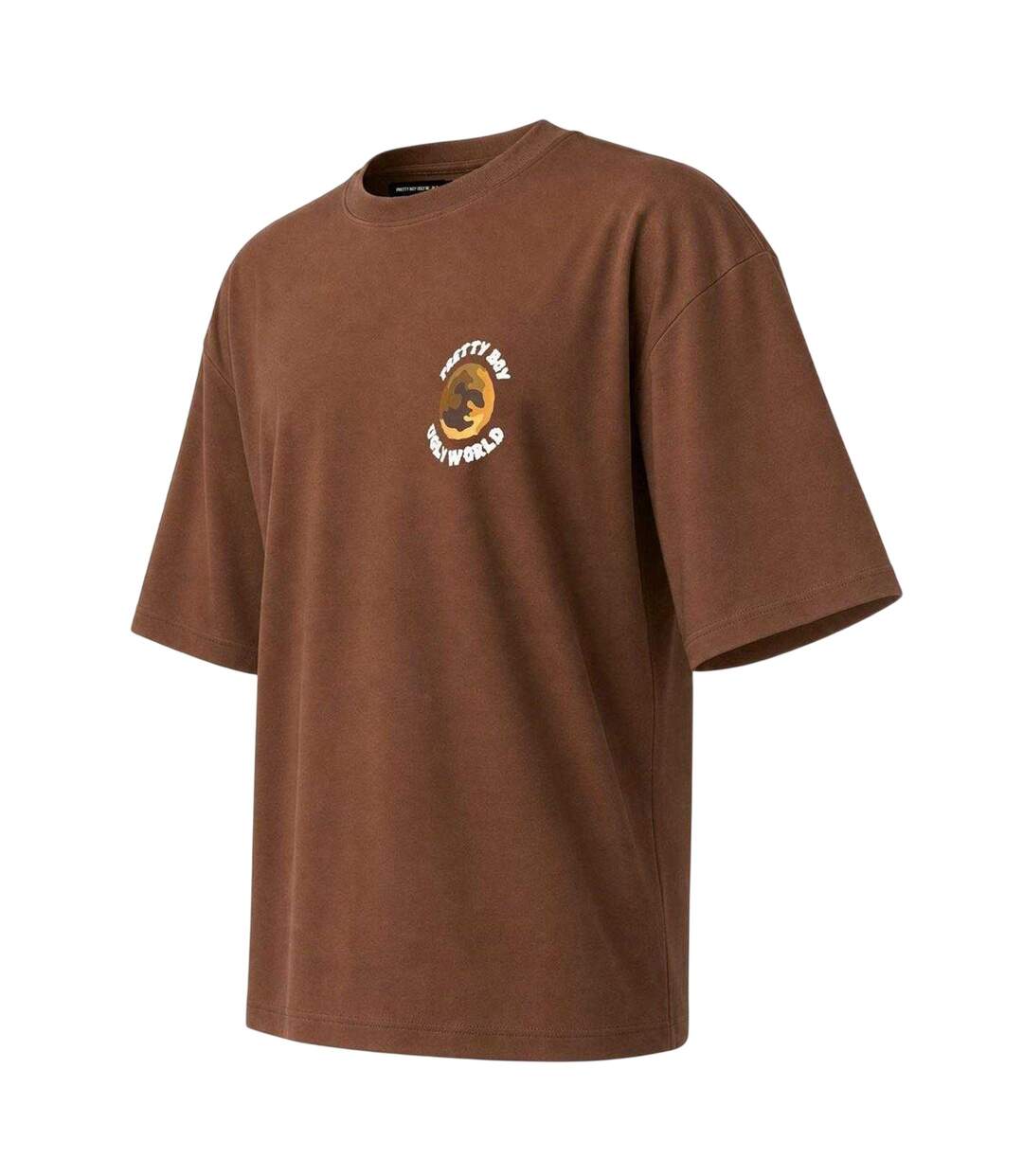 T-shirt Oversize Homme Du Nouveau Monde Marron Pretty Boy Ugly World-3