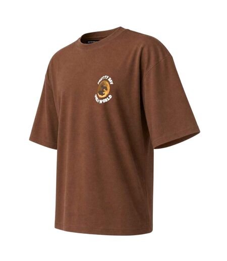 T-shirt Oversize Homme Du Nouveau Monde Marron Pretty Boy Ugly World