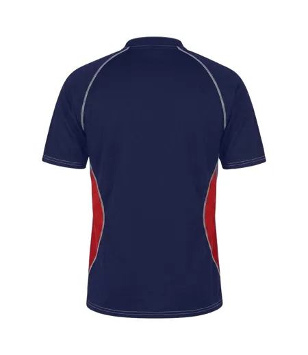 Haut De Rugby Manches Raglan Motif/style Panneau Contrasté Homme Bleu Marine Rouge Gilbert