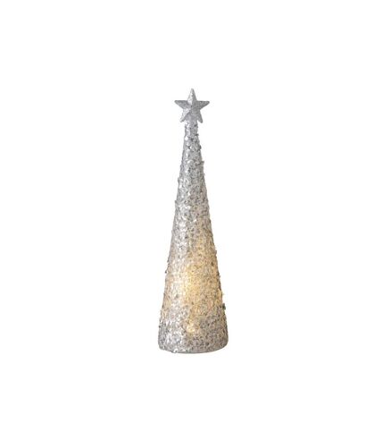 Paris Prix - Décoration De Noël Led cône & étoile 34cm Argent