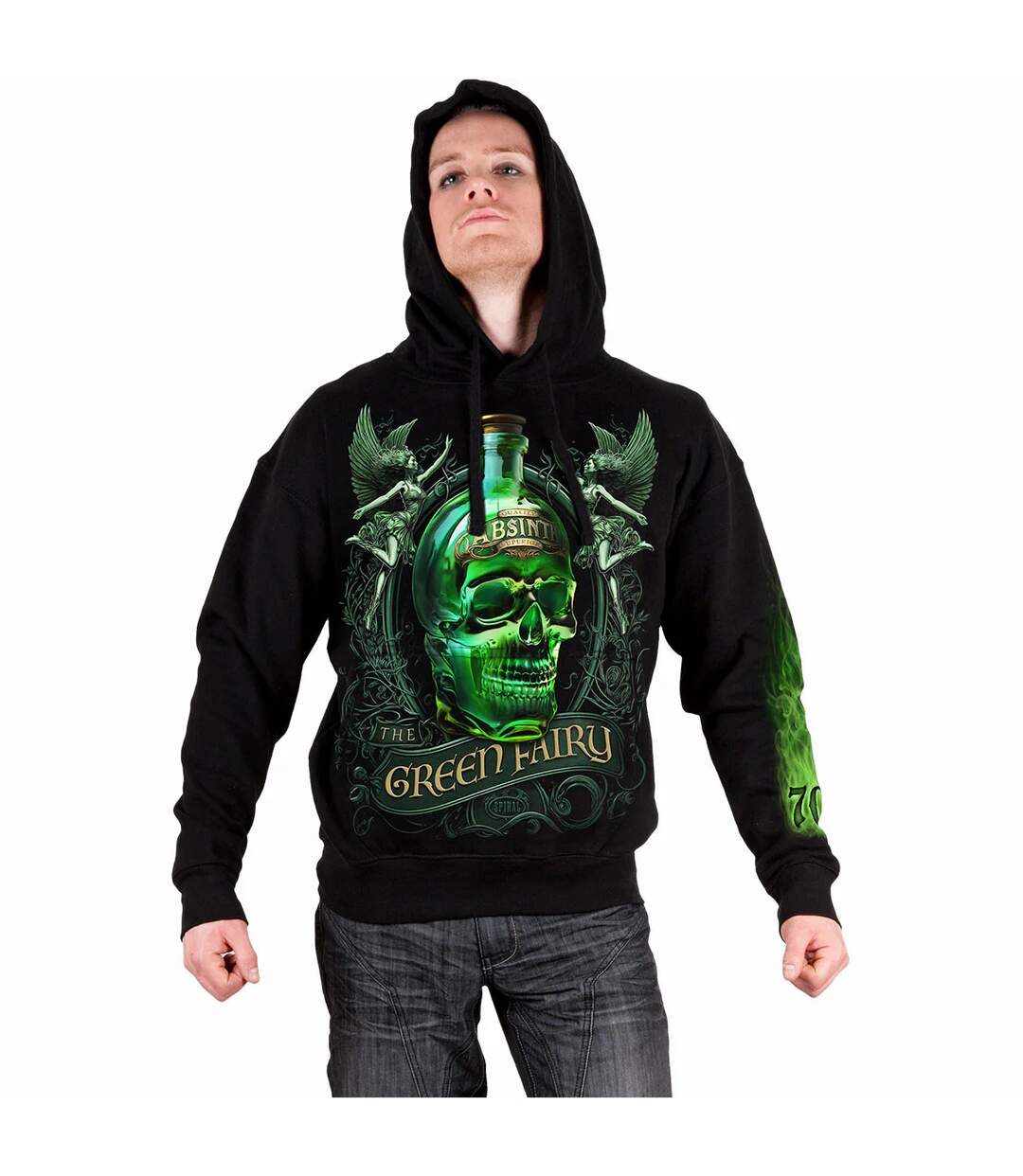 Sweat à capuche the green fairy adulte noir Spiral Direct-3