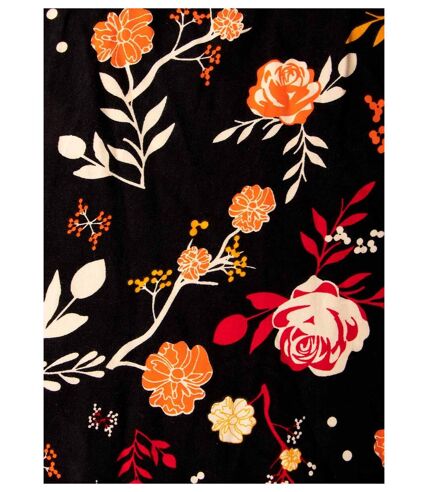Robe courte cintrée TANIA imprimé fleuri noir Coton Du Monde