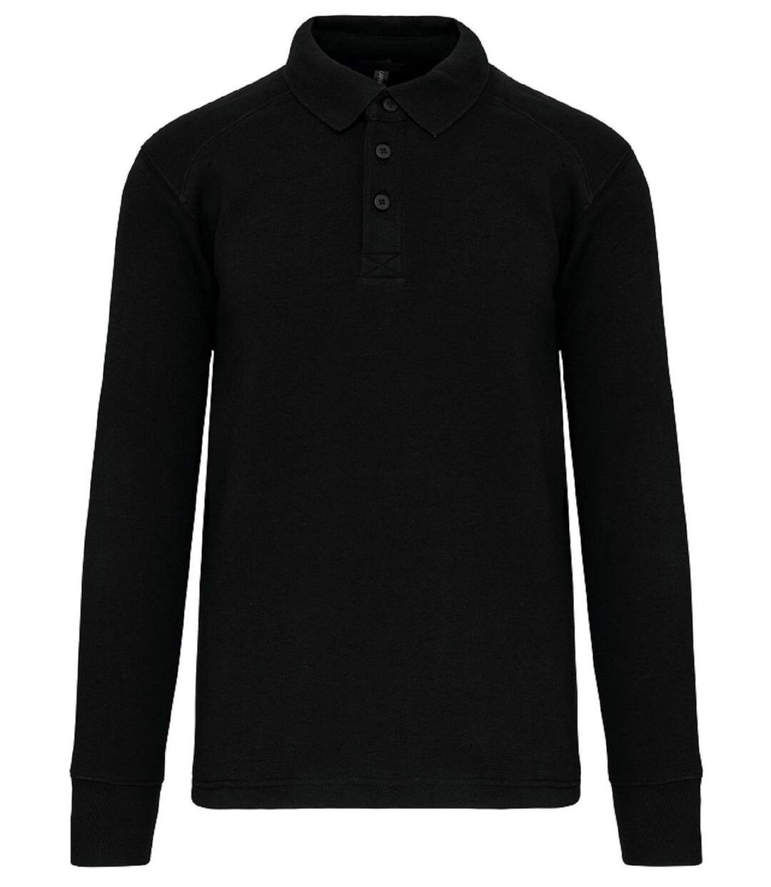 Sweat col polo manches longues - Homme - WK4000 - noir