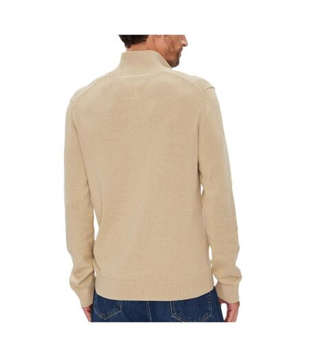 Pull 1/4 zip beige homme tommy hilfiger light
