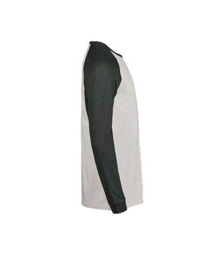 Mens Unlabeled Long-sleeved Baseball T-shirt Cement Dark Green Tee Jays