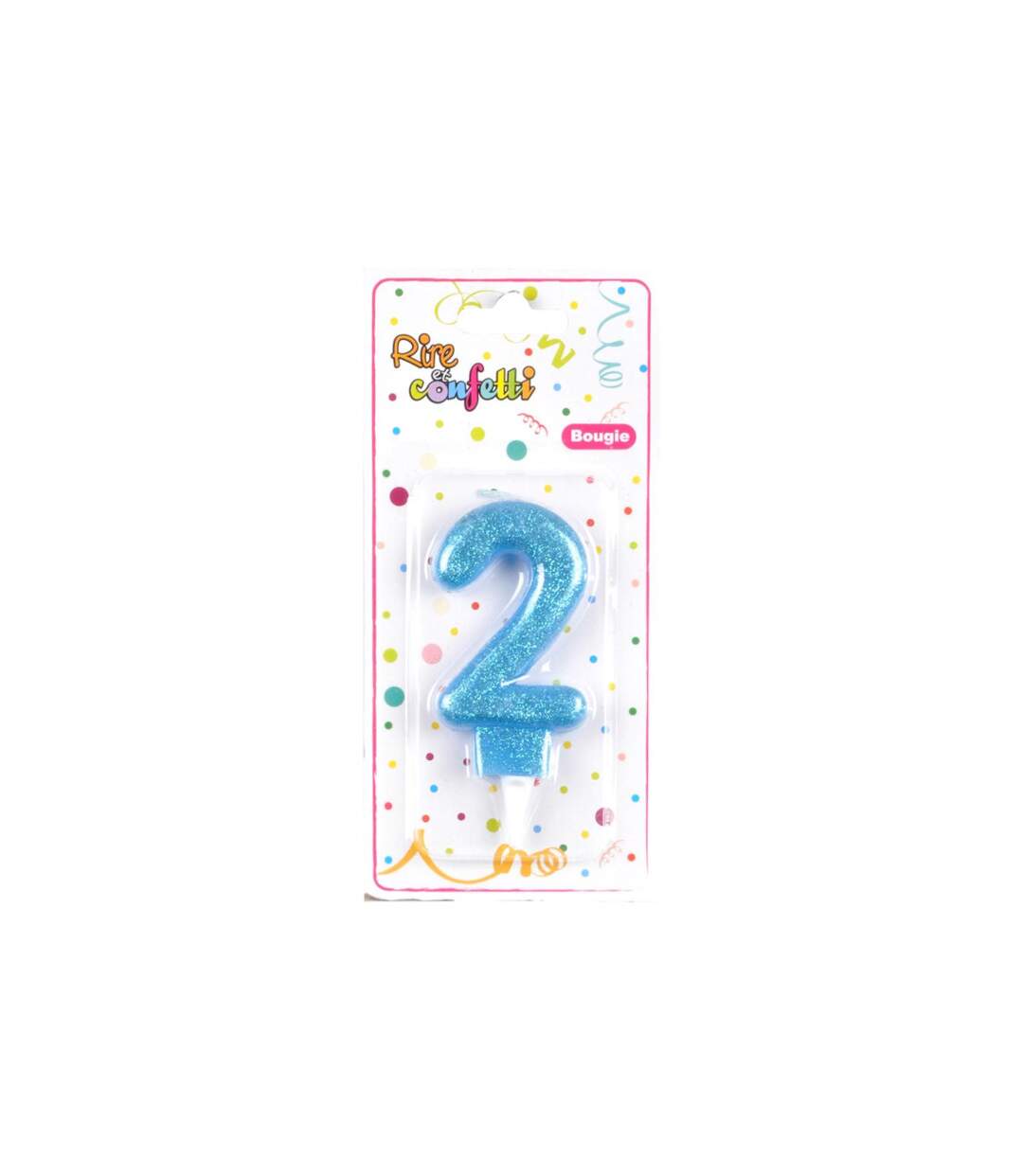 Bougie d'Anniversaire Paillette Chiffre 2 7cm Bleu-2