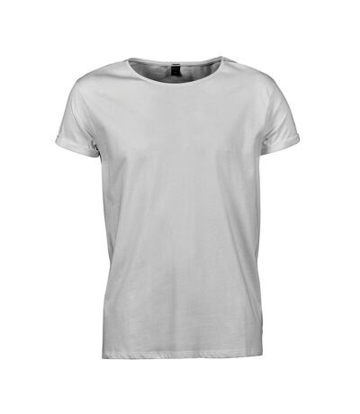 Tee Jays Mens Roll Sleeve Cotton T-Shirt (White)