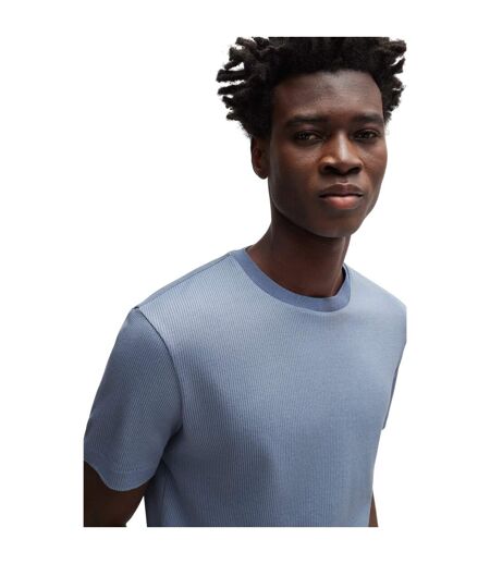 Mens Structured Cotton T-shirt Blue Boss