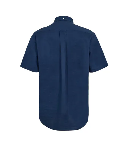 Mens Classic Logo Poplin Short-sleeved Shirt Marine Blue Gant