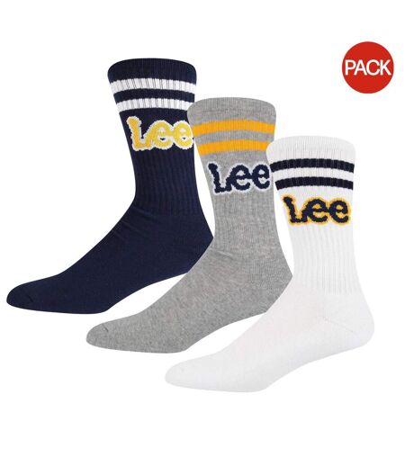 Pack Of 3  Mens Erskin Crew Socks  Navy White Grey Lee
