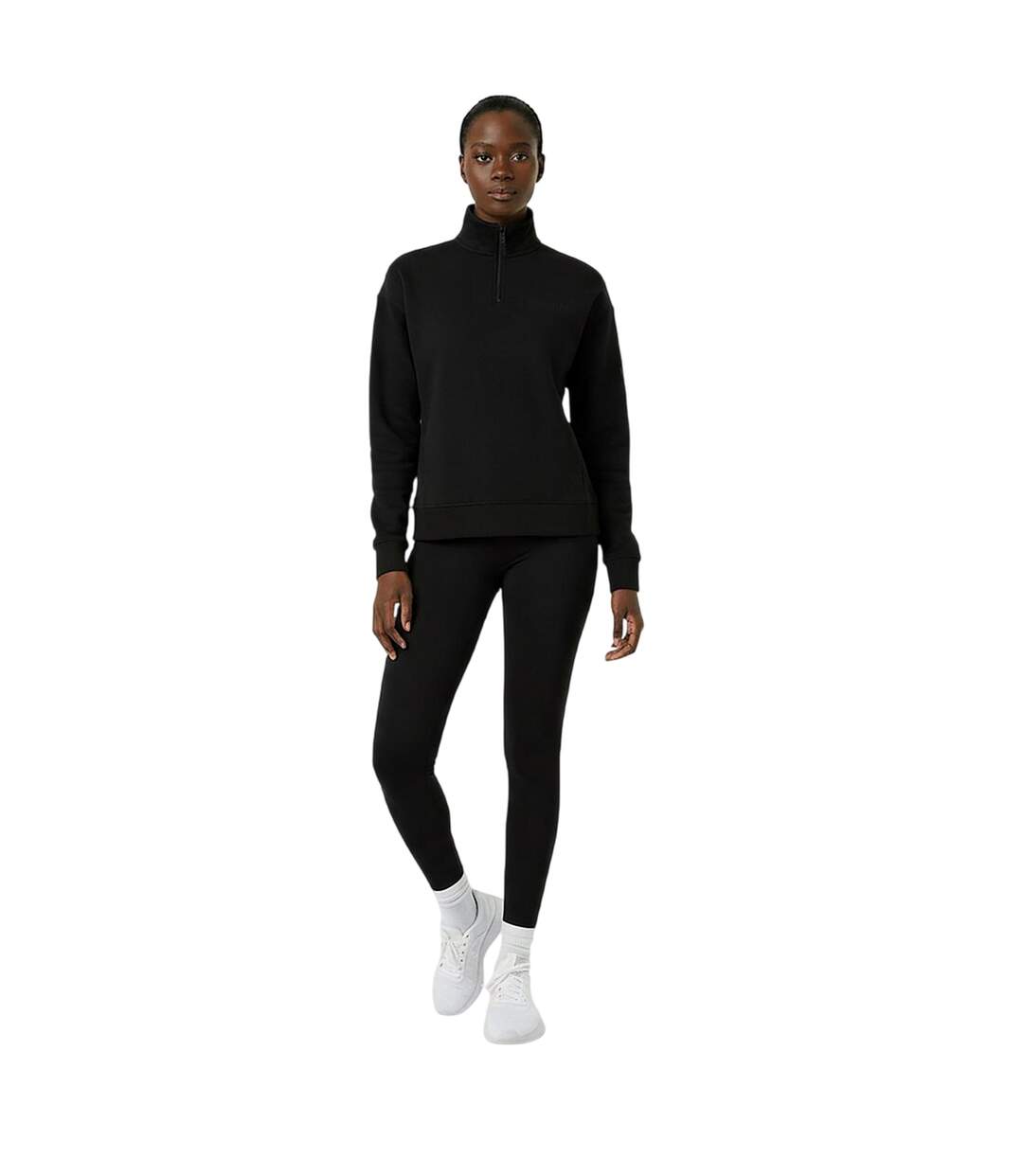 Womens/ladies Quarter Zip Sweatshirt Black USA Pro-1