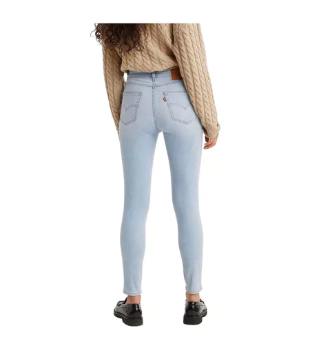 Womens/ladies 721 Leather Patch High Rise Skinny Jeans Light Blue Levis