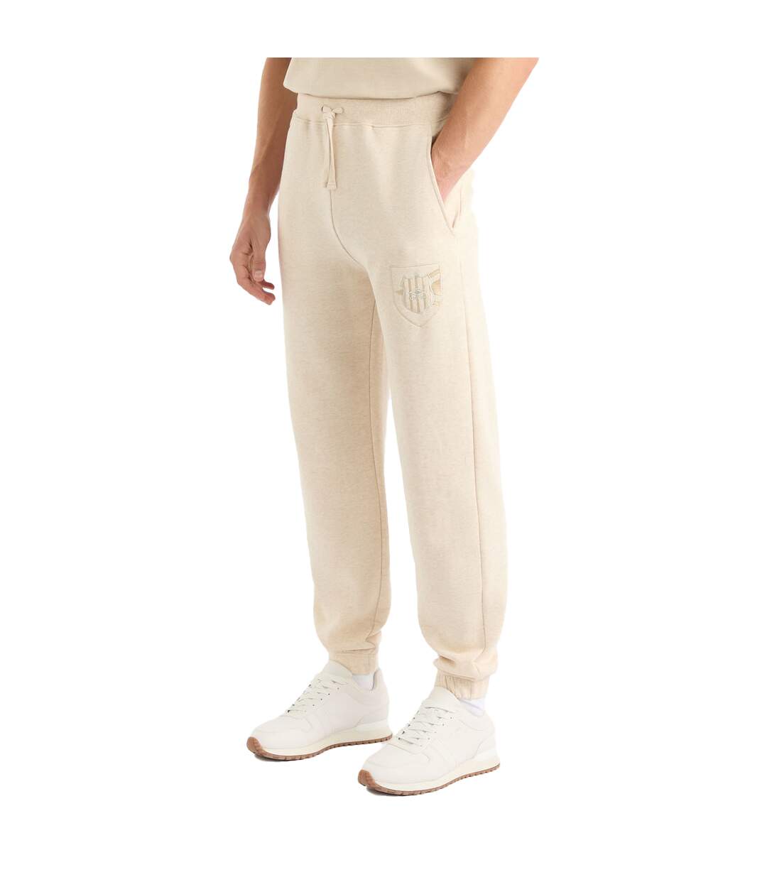 Mens crest jogging bottoms oatmeal marl Umbro-1