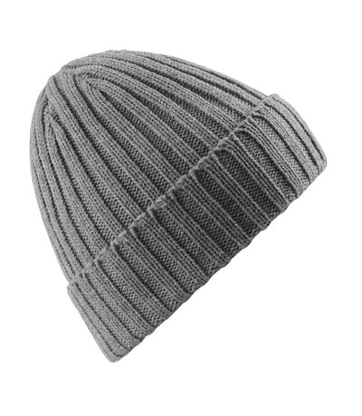 Beechfield Unisex Chunky Ribbed Winter Beanie Hat (Heather Grey)