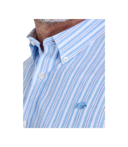 Chemise Manches Courtes Motif/style À Rayures Orleans Homme Bleu Ciel Raging Bull