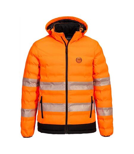 Mens Hi-vis Tunnel Ultrasonic Heated Padded Jacket Orange Black Portwest