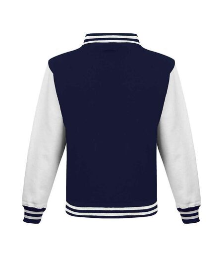 Unisex Adult Polycotton Varsity Jacket Oxford Navy White Awdis