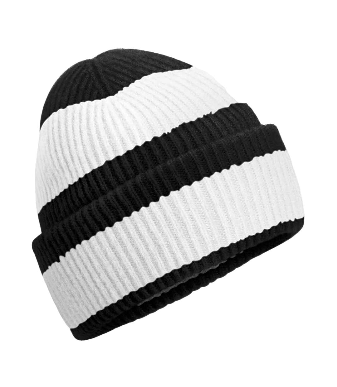 Bonnet Motif/style Blocs De Couleurs Noir Blanc Doux Beechfield-1