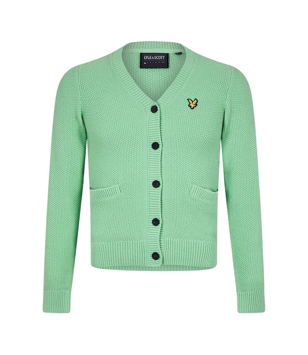 Mens Embroidered Logo Regular Cardigan Pale Teal Lyle & Scott-2